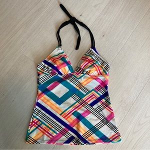 Like New Tankini Top, Geometric, Colorful Print, Medium-SO Brand